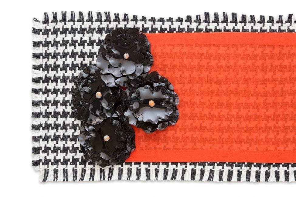 Fiona Askew hand-embroidered embellishment on Tartan fabrics