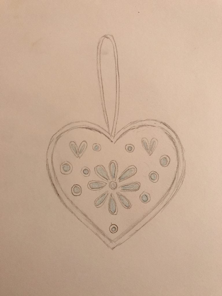 planning a hanging heart white work piece