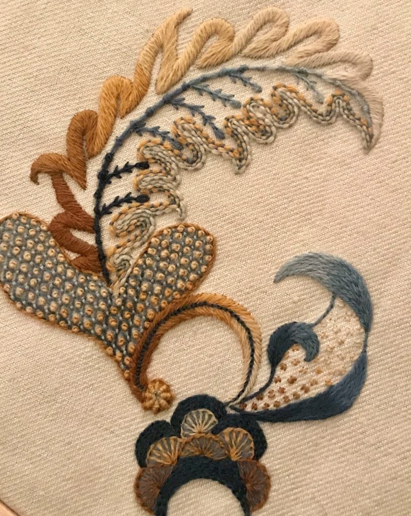 Stumpwork art from a student of the royal school of needlework
