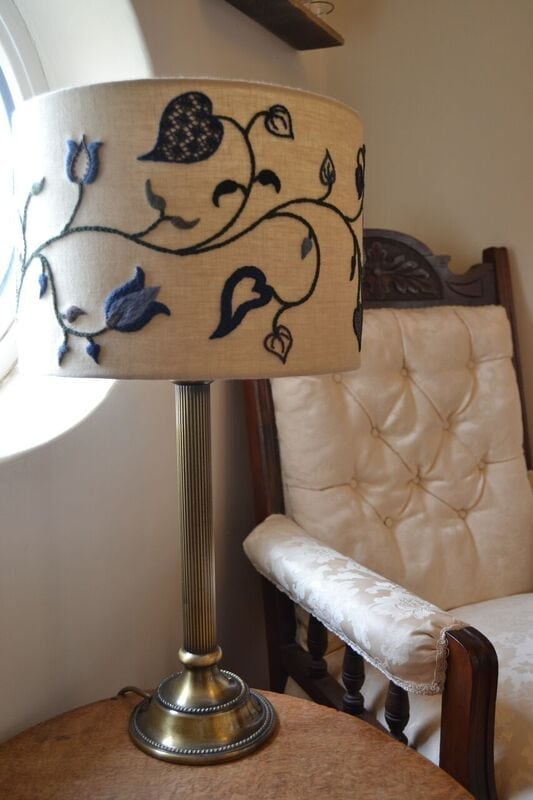 jacobean crewelwork lampshade by degree student