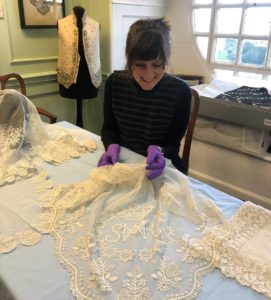 Amy Hare stitching in progress