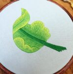 Green spring leaf embroidered finished piece