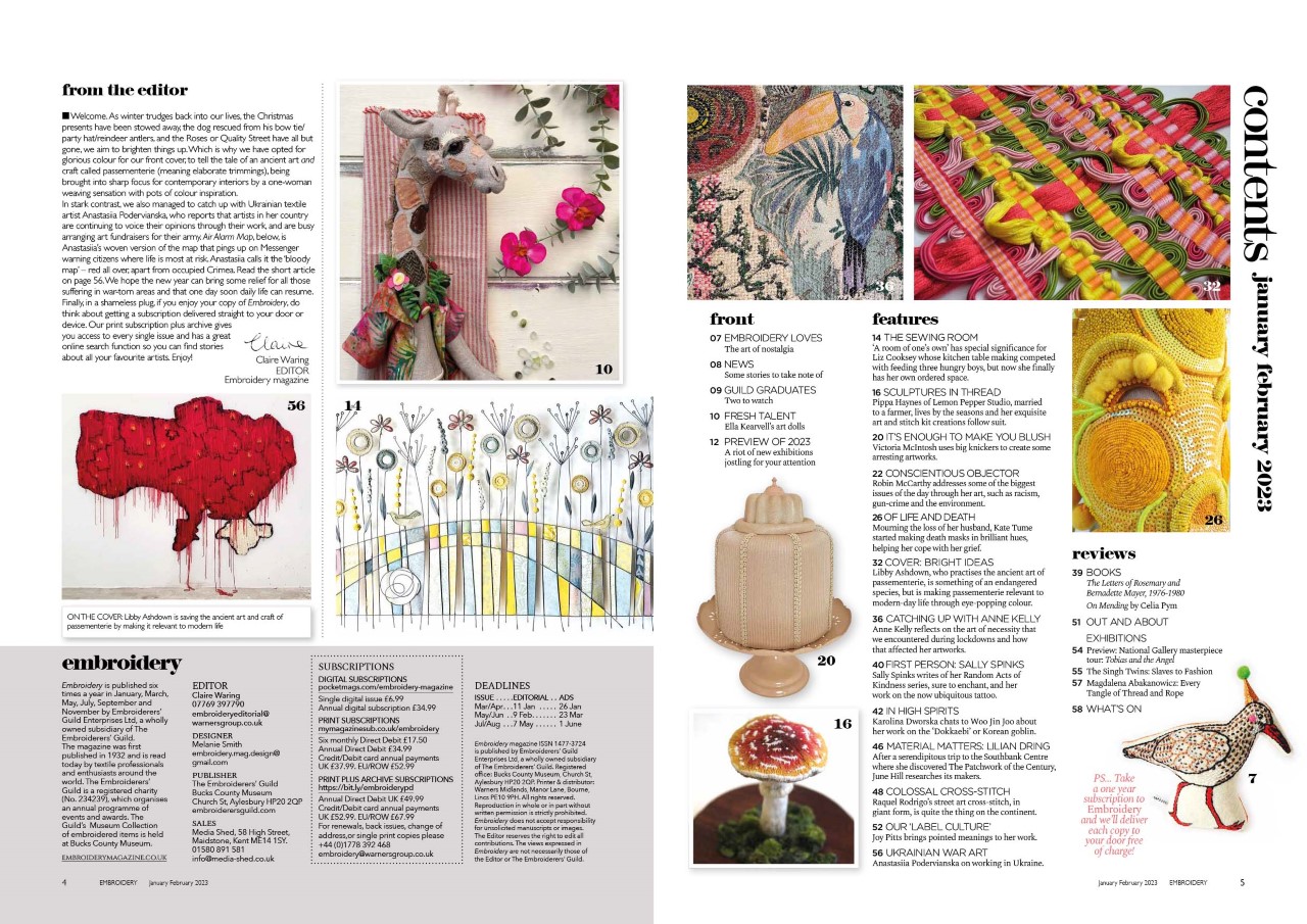 Embroidery: the textile art magazine example page