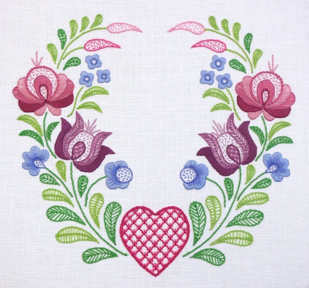 Stylised Floral Heart Royal School of Needlework
