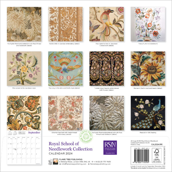 Royal School of Needlework Collection 2024 Wall Calendar Royal School