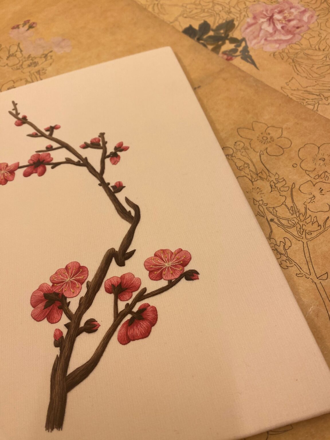 RSN Studio Plum Blossom Branch Silk Shading Embroidery Kit Royal