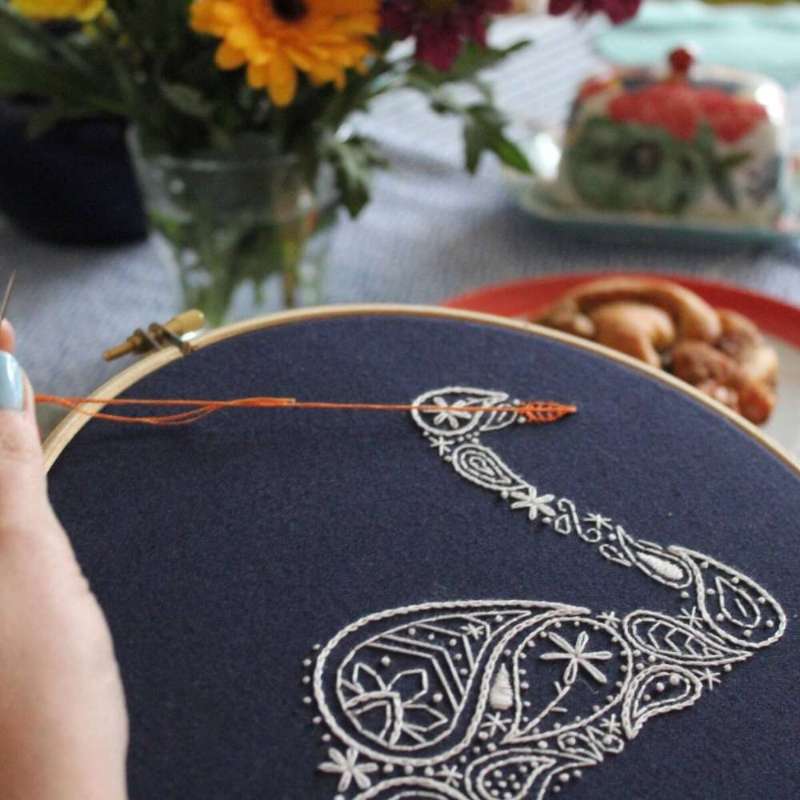 Swanembroiderydesignbeingstitched