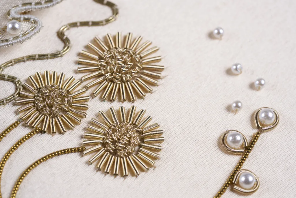 HCP26072 Abstract botanicals in goldwork and raised work.3